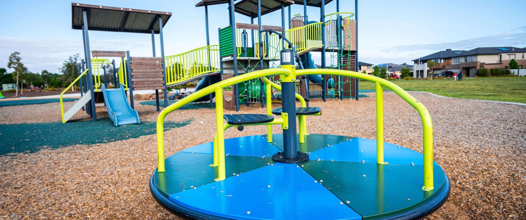 Yellow and blue merry-go-round