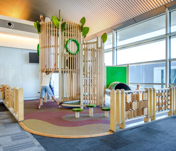 Perth airport playground. Wood playground designed like a treehouse